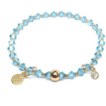 Julieta Jewelry Aquamarine Swarovski Crystal Emily 14kt Gold over Sterling Silver Stretch Bracelet