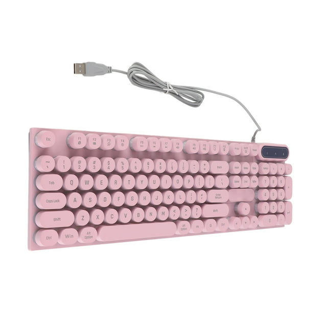 Clavier de Jeu Filaire USB 104 Touches Rétroéclairé Ergonomique Pliable Pieds Suspendus Touches Rondes Concaves Arc Touches Multimédia Compatible avec Ordinateur Portable Bureau AIO pour XP Linux OS X