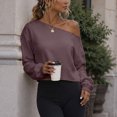 thumbnail image 6 of NominalSnug Cropped Sweatshirts for Women off Shoulder Long Sleeve Crop Top Fall Pullover Tops, 6 of 8