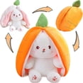 thumbnail image 2 of MIAODAM Animal de peluche reversible de conejito de zanahoria, orejas de conejo de zanahoria con cremallera, peluche de conejito de frutas en una zanahoria, peluches de conejo esponjosos, divertido ju, 2 of 5