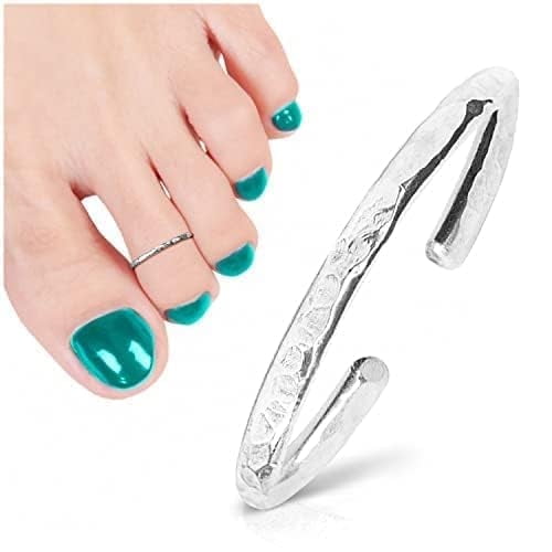 Ellie J Maui Sterling Silver Adjustable Minimalist Toe Ring, Open Back Band, One Size Fits Most