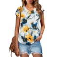 thumbnail image 2 of Staron Womens Summer Tops Ruched Loose Blouses Basic Tees Short Sleeve Dressy Tunic Tops T-Shirts V Neck Summer Tops Shirts, 2 of 7