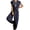 Navy, variant on Women's Casual Sleeveless One Piece Jumpsuits Crew Neck Drawstring Summer Romper One Piece Outfits with Pockets
