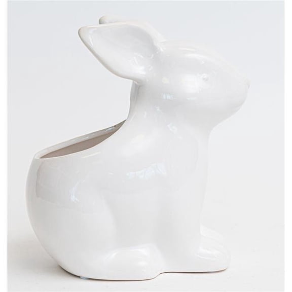 MDR Trading Inc. White Glazed Bunny Planter