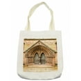 thumbnail image 1 of Rustic Tote Bag, Medieval Middle Age Door Exit with Gothic Ornate Features Britain Theme, Cloth Linen Reusable Bag for Shopping Books Beach and More, 16.5" X 14", Cream, by Ambesonne, 1 of 2