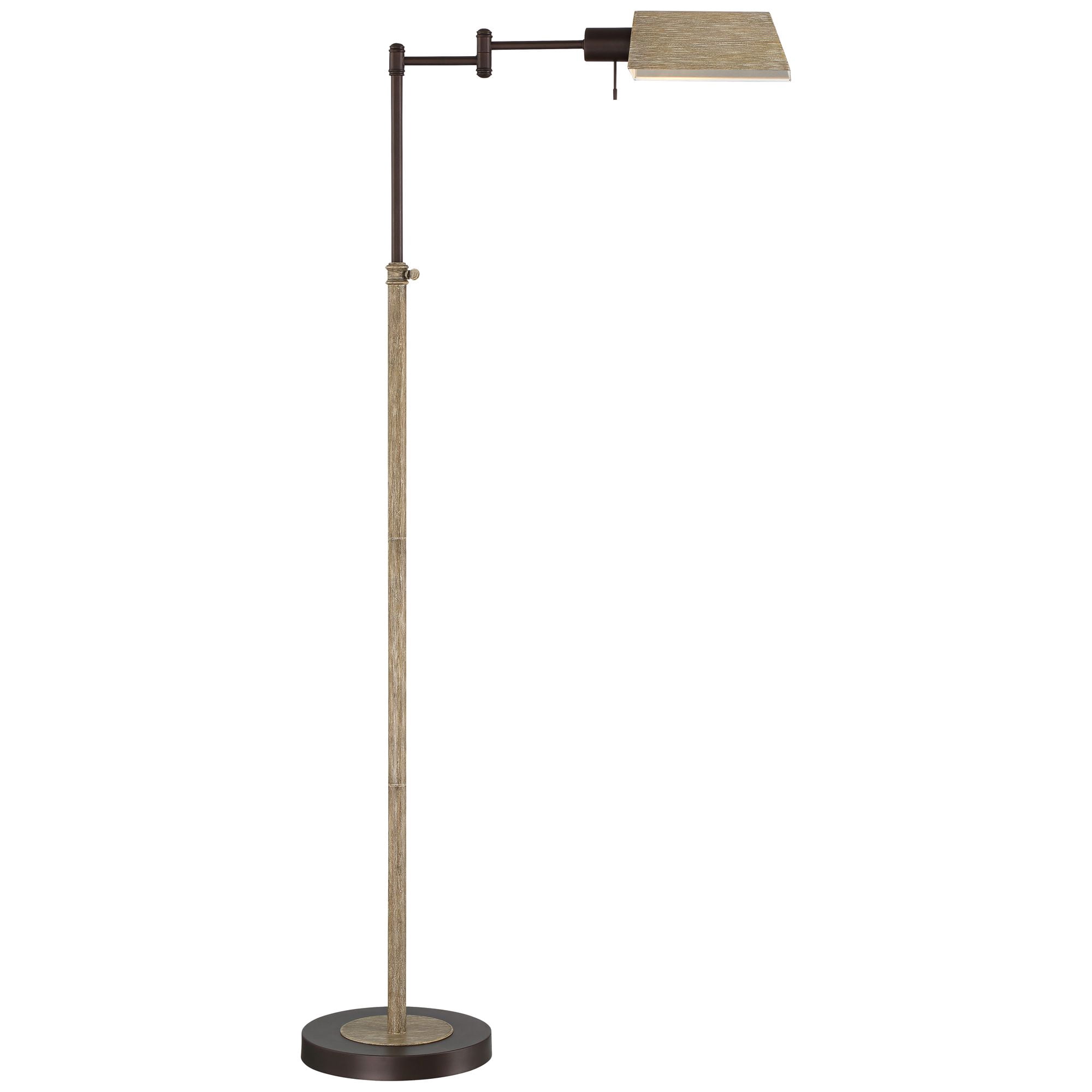 Regency Hill Rustic Farmhouse Swing Arm Pharmacy Floor Lamp 54" Tall Bronze Faux Wood Adjustable Height Living Room Reading Bedroom Office