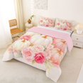 thumbnail image 2 of Manfei Pink Flowers Blossom King Size Comforter Sets,Cute Fall Pumpkin Comforters King Size,Pink Reversible,3-Piece,1 Comforter and 2 Pillowcases, 2 of 7