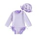 thumbnail image 5 of Odeerbi 0-3 Años Niñas Traje de Baño de Manga Larga A Rayas de Una Sola Pieza de Protección Contra Erupciones Con Sombrero Solar Upf 50 + Protección Solar Traje de Baño En Seco Rápido, 5 of 6