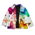 thumbnail image 2 of Sunnyoo Veste de Costume pour Petites Filles, Blazer Cardigan à Imprimé Encre Colorée, Rose Vif, 2 of 3