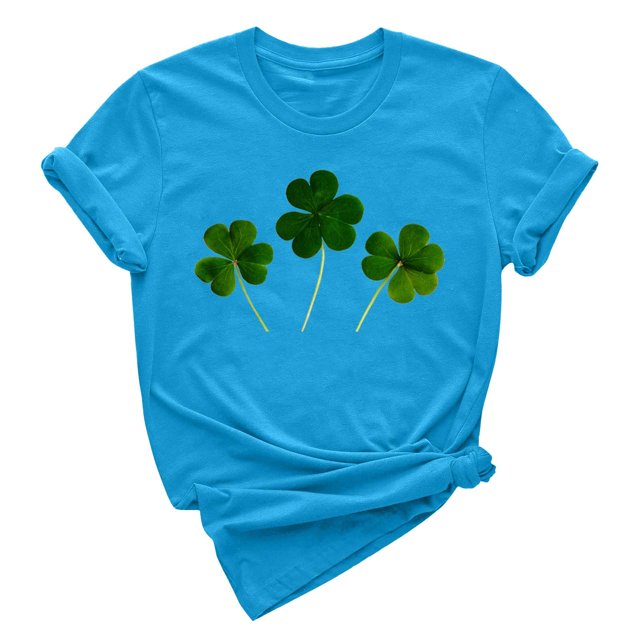 Besolor T-Shirts de Mode pour Femmes pour la Saint-Patrick T-Shirts Col Rond Trèfle T-Shirt Manches Courtes Basiques Hauts de Festival