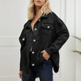 thumbnail image 5 of adviicd Women's Denim Jacket Vintage Button Down Washed Lapel Long Sleeved Denim Jacket Coat 2025 Fall Black, S, 5 of 9
