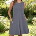 thumbnail image 2 of ClodeEU Women's Round Neck Sleeveless A-Line Swing Dress,Casual Mini Dress with Pockets Gray,Women's Plus XXL, 2 of 8