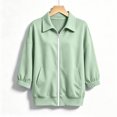 thumbnail image 5 of Enjoytime Sweatshirt for Women Collared 3/4 Sleeve Solid Color Zip Up Jacket Fall Fashion Casual Lightweight Sweatshirts, 5 of 5