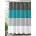 thumbnail image 2 of Fsddascl Teal Grey Striped Shower Curtain Set - Long 72" x 84" Washable Bathtub Curtain with 12 Hooks, Farmhouse Modern Waterproof Fabric Stall Shower Curtains for Bathroom/Bathtub Décor, 2 of 6