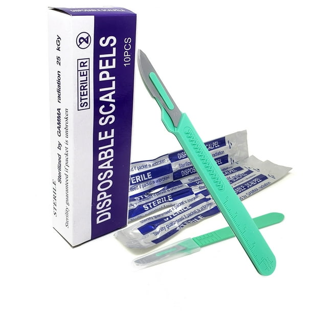 Disposable Scalpels 23 with Graduated Handles, CarbonSteel Blades