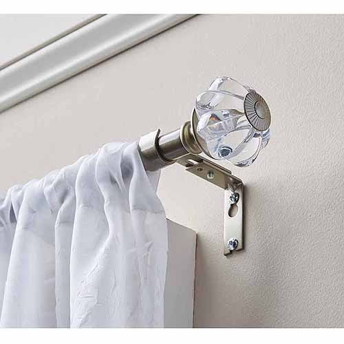 Better Homes And Gardens Clear Knob 5 8 Curtain Rod Set Nickel