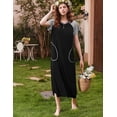 thumbnail image 4 of Oudiya Women's Nightgown Short Sleeve Loungewear Sleepwear Full Length Sleep Shirt with Pockets, M-4XL, 4 of 5