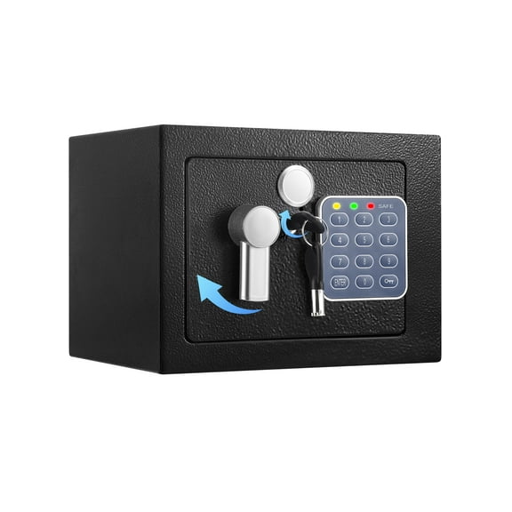 SRWTRCHRY 0.2 Cubic Feet Safe Box for Home, Electronic Security Lock Box Safes with Keys & Digital Keypad for Office, Hotel and Personal Safe