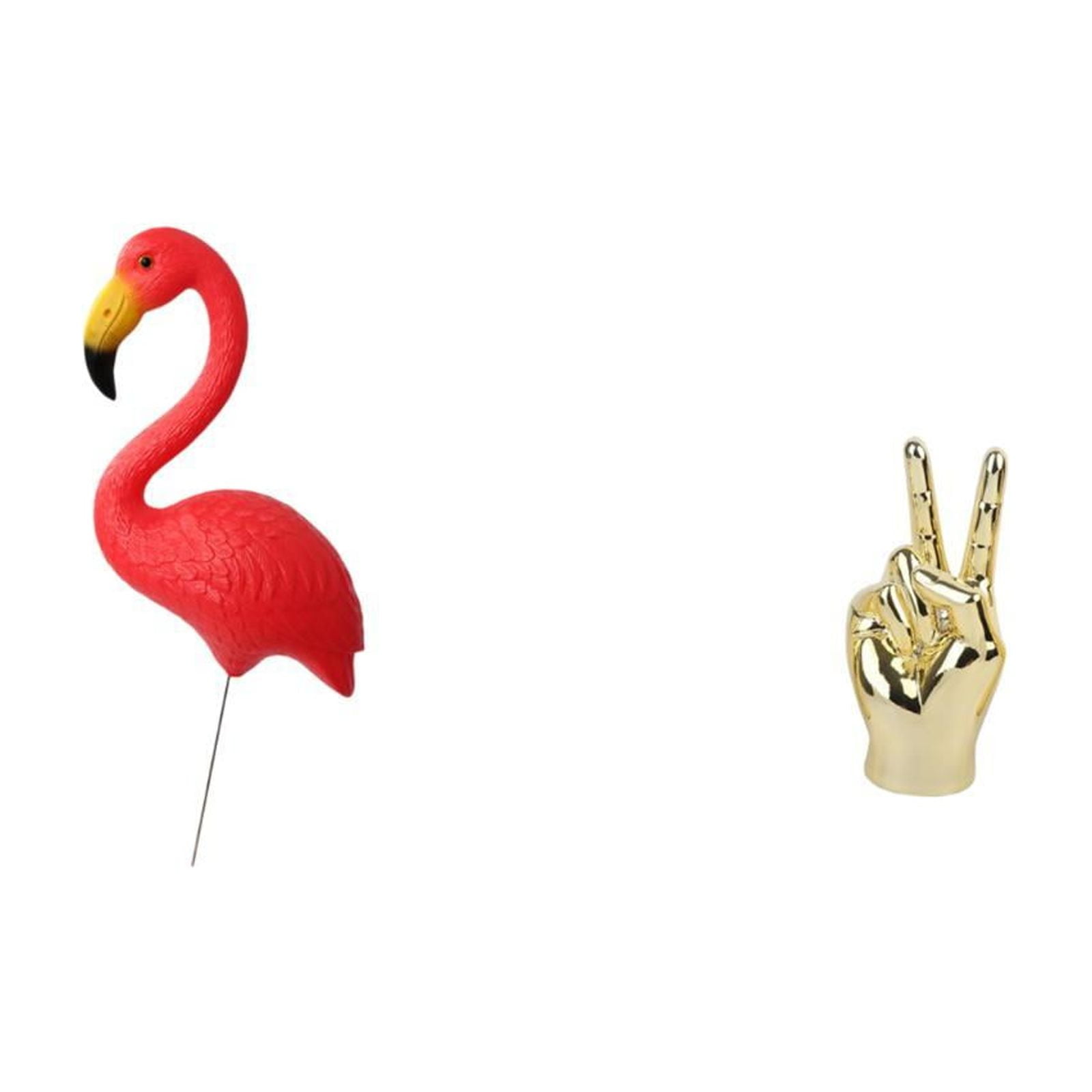 simhoa Flamingo Fairy Garden Sculpture Ornament with Hand Gesture Figurine for Creative Home Living Room Cabinet Shelf Decoration and Holiday Spring Yard Art
