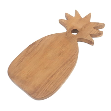NOVICA Teak wood cutting board, 'Pineapple Feast'