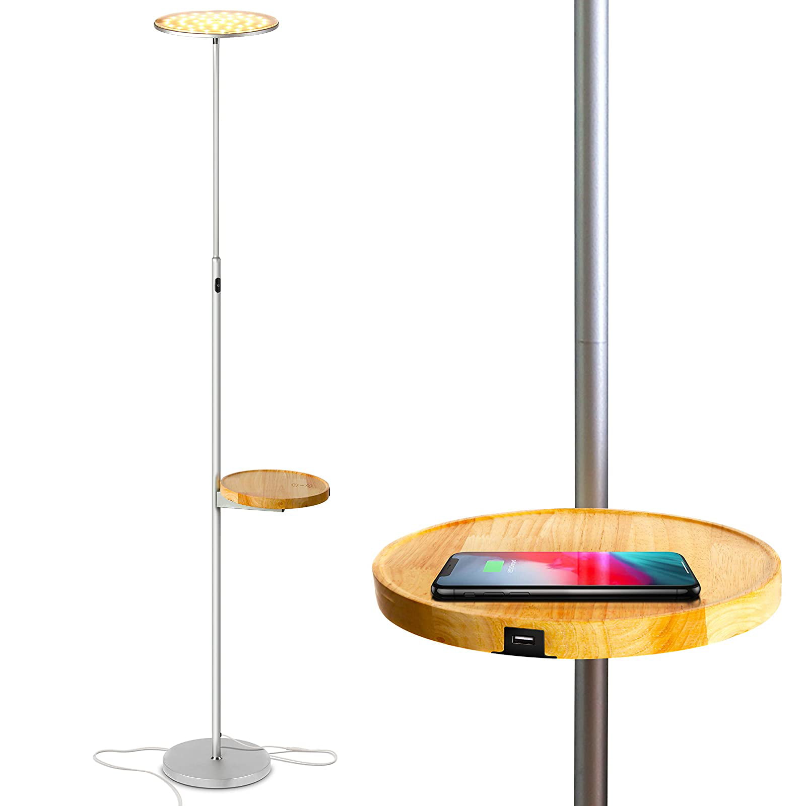 Brightech Sky Ultra Led Floor Lamp, Torchiere Floor Lamp With Shelf