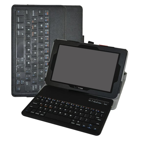 Labanema 10.1" Verizon Ellipsis 10 Bluetooth Keyboard Case, PU Leather Folio Stand Protective Case, Cover for 10.1" Verizon Ellipsis 10 (Black)