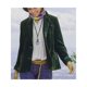 thumbnail image 2 of Chaqueta de Terciopelo para Mujer, Informal, con Solapa Abotonada, Larga, Cárdigan, Traje de Negocios, Abrigo con Bolsillos. Verde Oscuro XL, 2 of 3