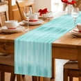 thumbnail image 5 of Turquoise Table Runner - 108 Inch Long Modern Abstract Art Ombre Striped Cotton and Linen Blended Dress Scarves Farmhouse Table Runner for Kitchen Dining, Coffee Table, 13" x 108", 5 of 8