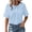 Light Blue, variant on Short Sleeve Tops for Women Ruffle Trim Collared Button-Down Shirt with Chest Pocket Casual Solid Color Loose Fitted Blouses for Office Work, Navy 3XL