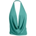 thumbnail image 2 of J. METHOD Women's Sleeveless Halter Neck Lightweight Low Cut Deep V Neck Sexy Draped Backless Top Blouse NEWT07 Jade S, 2 of 6
