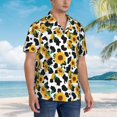 thumbnail image 3 of Susaid Cute Cow Print Sunflower A Print Short Sleeve Shirts Button Down Casual Shirts Summer Beach Aloha Button Down Short Sleeve for Men ,XX-Large, 3 of 7