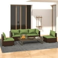 thumbnail image 1 of vidaXL 5 Piece Garden Lounge Set with Cushions Poly Rattan Brown, 1 of 4
