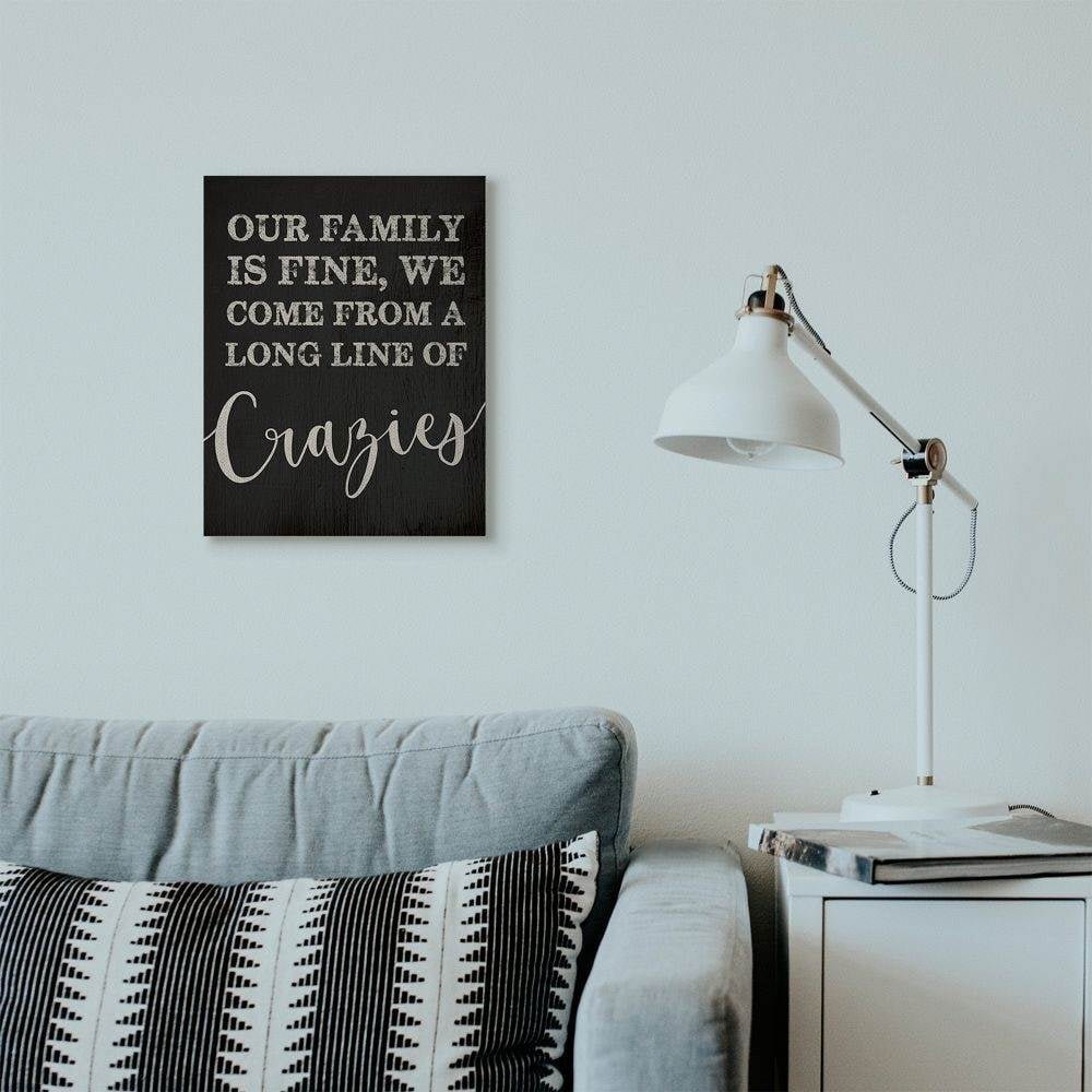Stupell Industries Family Of Crazies Funny Wood Texture Word Black Design Canvas Wall Art by Daphne Polselli
