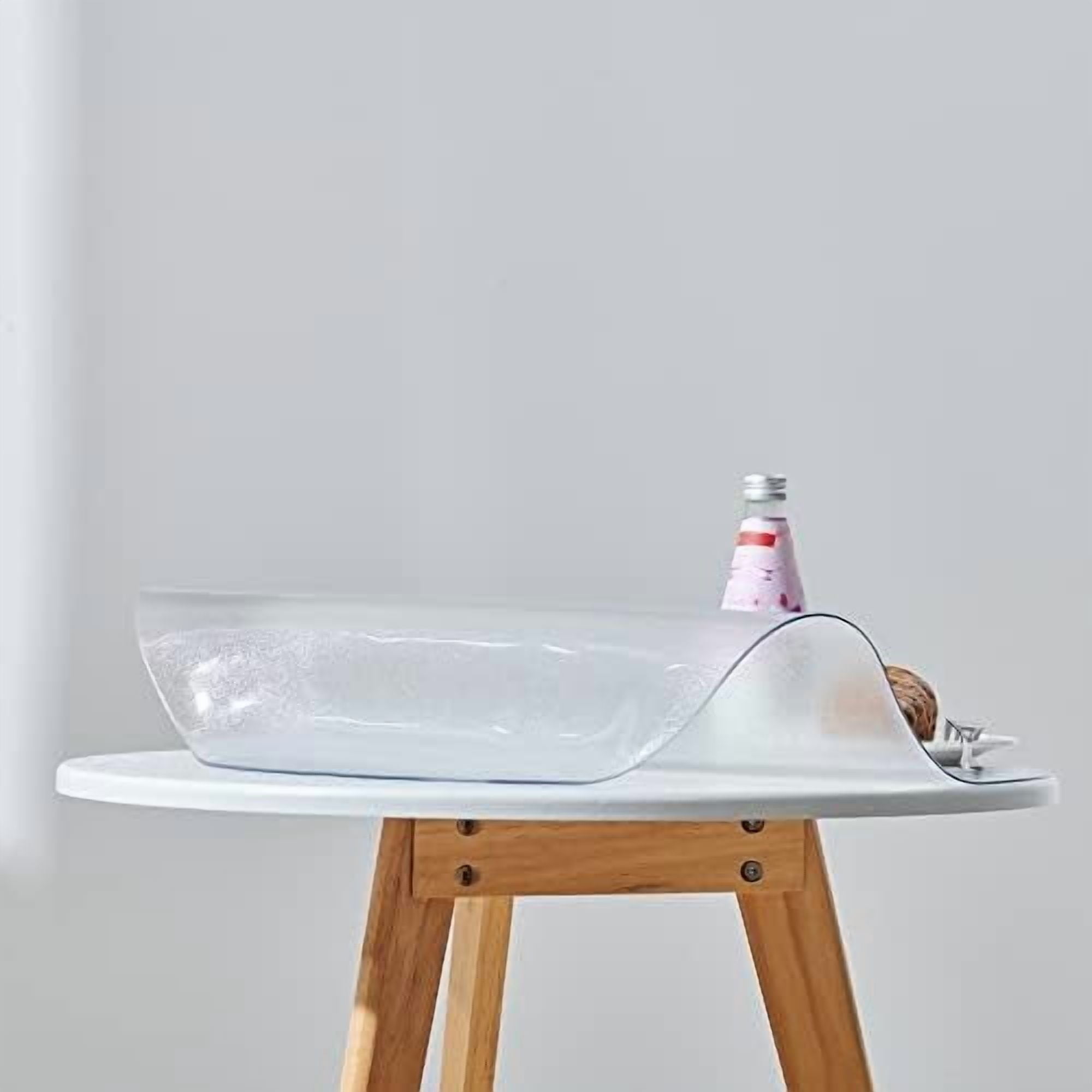 15 Inch Frosted Round Table Cover Protector, 1.5mm Thick Plastic Desk Protector Mat, Round Waterproof PVC Desk Cover, Vinyl Placemats for Circle Desktop, Night Stand, Coffee Sofa Table