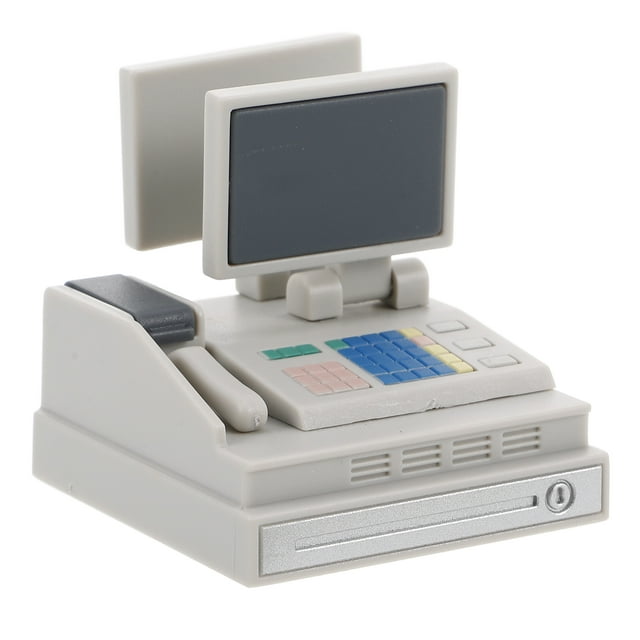 Miniature POS Machine Maison de Poupée Supermarché Jeu de Rôle Caisse Enregistreuse Jouet Accessoires de Petite Épicerie Mini Caisse Enregistreuse pour Enfants Accessoires de Supermarché Maison de Poupée
