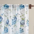 thumbnail image 3 of Blue Floral Curtains 63 Inch Length 2 Panels Set Rod Pocket Flower Sheer Curtains for Bedroom Living Room Victorian Semi Sheer Slub Linen Textured Drapes French Country Modern Decor, 52x63, 3 of 5
