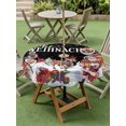 thumbnail image 3 of Outdoor Tablecloth with Umbrella Hole and Zipper, Black Christmas Round Table Cloth 54 Inch Waterproof Tablecloth, Santa Snowman Snowflake Gifts Elk Picnic Table Cover for Patio Camping, 3 of 7