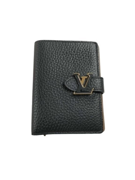 Pre-Owned LOUIS VUITTON Louis Vuitton Bi-fold Wallet LV Vertical Compact M81561 Noir Taurillon...
