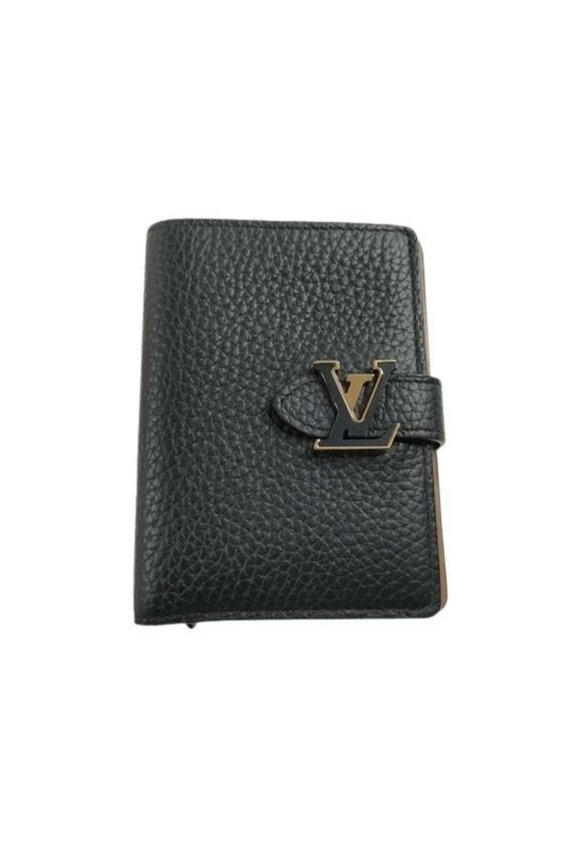 Pre-Owned LOUIS VUITTON Louis Vuitton Bi-fold Wallet LV Vertical Compact M81561 Noir Taurillon...