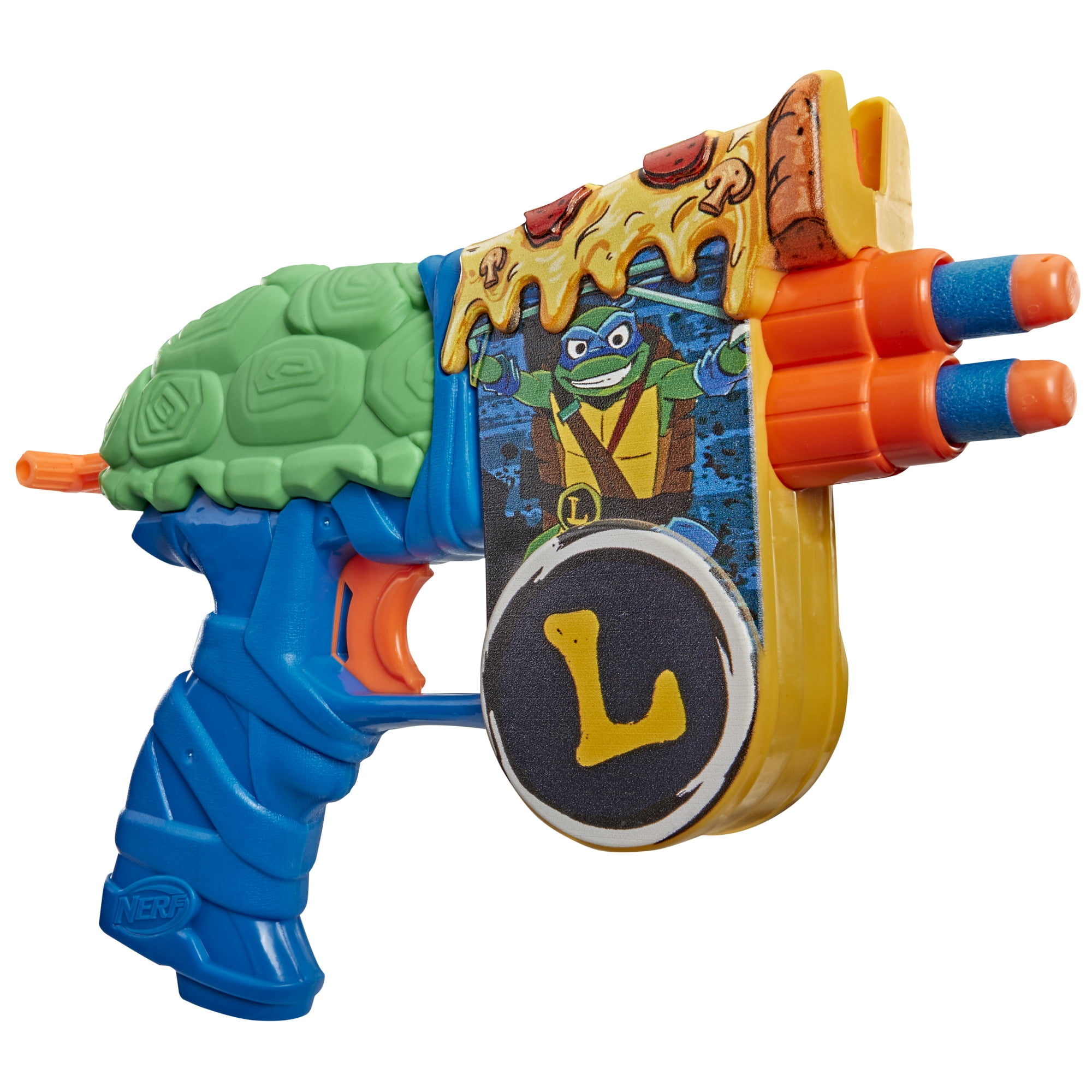 Nerf Leonardo Blaster with Teenage Mutant Ninja Turtles Theme, 4 Elite Darts, for Kids Indoor and Outdoor Play