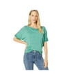 thumbnail image 1 of FREE PEOPLE Womens Green Heather Short Sleeve Boat Neck Top XS, 1 of 4