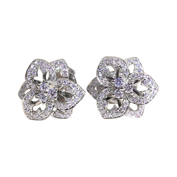 Pendientes Europeos y de Moda para Mujer Ligeros Elegantes Pendientes Flor de Circonita para Mujer Exquisitos Pendientes de Cobre