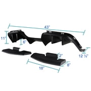 Spec-D Tuning R Style Rear Bumper Diffuser w/ Side Valances Panel Compatible with 2015-2017 Ford Mustang
