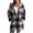 Gray, variant on Women's Plush Coat, Hooded Long Sleeve Plaid Zipper Jacket with Pockets, Loose Fit Fleece Lined Outerwear for Winter Casual Style and Warmth-Black