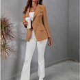 thumbnail image 4 of SWSMCLT Women's Fashion Crop Thin Casual Business Long Sleeve Blazer Soft Top Fall Fitted Winter Casual Blazer Jacket Mustard Yellow Small, 4 of 4