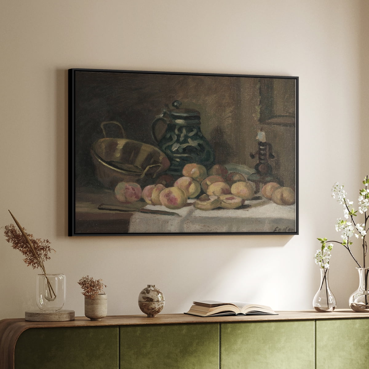 Vintage Botanical Print-XLIX By Wexford Home Framed in Black Wood Gallery Wrapped Canvas 25 in. x 37 in.