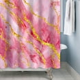 thumbnail image 5 of LFEEY Abstract Shower Curtain Waterproof, Pink Purple Gold Line Marble Waterproof Fabric Shower Curtain for Bathroom Decor with Hooks, 72x72 inches, 5 of 5