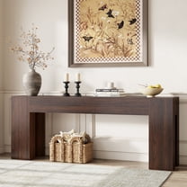 Extra Long Sofa Console Table for Entryway Living Room, 78-Inch Farmhouse Wood Behind Couch Table, Rectangular Accent Console with Wooden Double Base for Hallway Foyer Entrance, Walnut Brown
