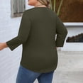 thumbnail image 4 of AOOCHASLIY T-Shirt Uni - Couleur V - Col Trois - Manches Trois-Quarts pour Femmes, 4 of 5