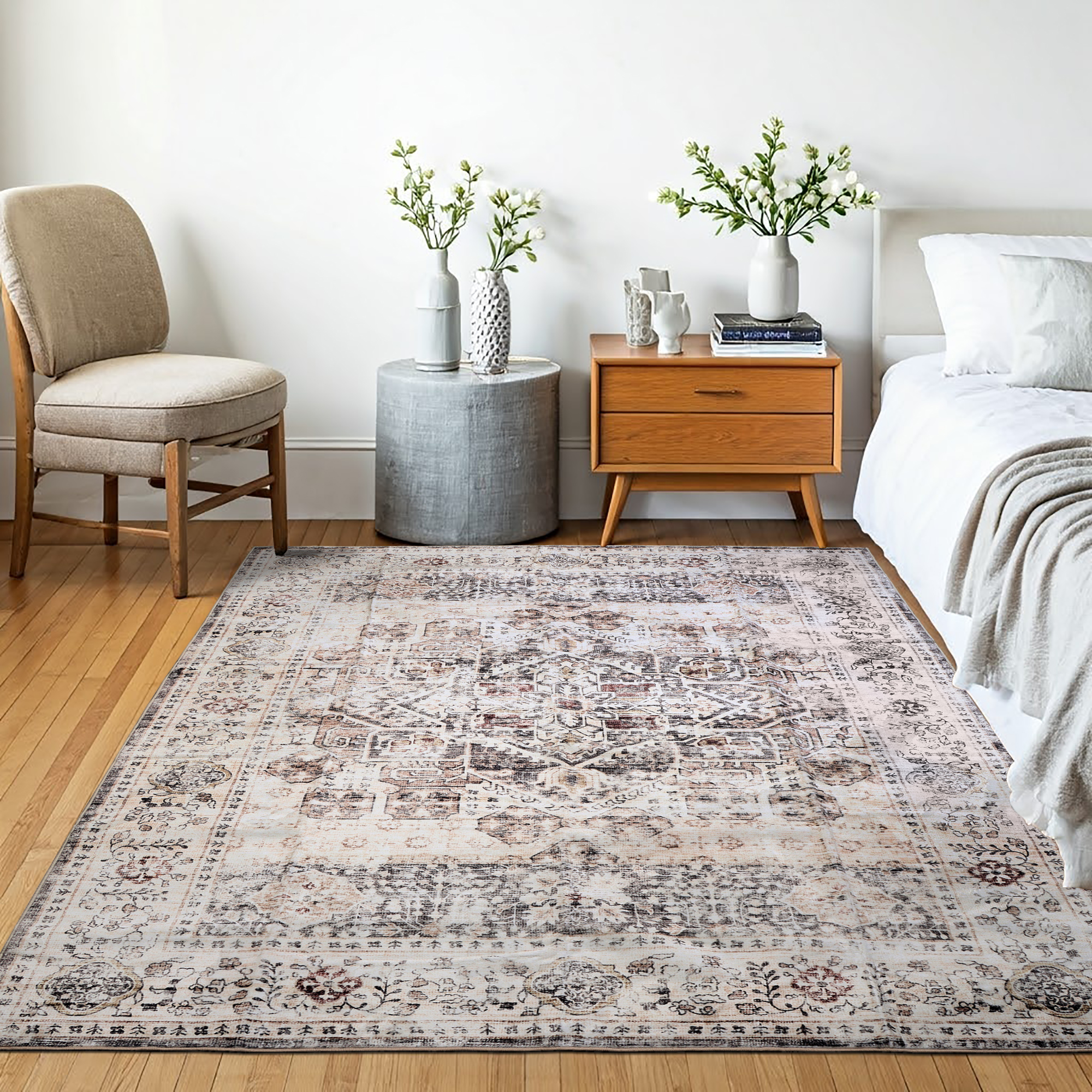 Delara 8'x10' Machine Washable Area Rug, Soft & Durable, Non-Slip, Stain Resistant, Meadow, for Bedroom, Living & Dining Room